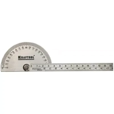 Транспортир KRAFTOOL с линейкой из нержавеющей стали, 200мм 34290