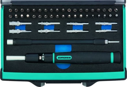 Отвертка с набором бит и торцевых головок для точных работ, Гибкий привод. 48 штук, CrMo Gross 11599 купить в Нижневартовске