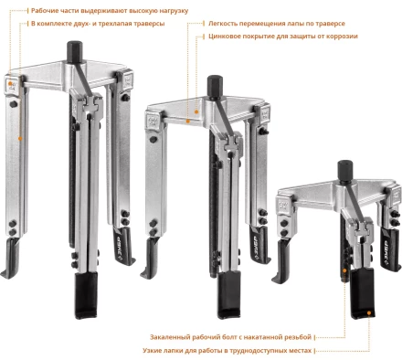 Наборы съемников со сменными захватами универсальных серия ПРОФЕССИОНАЛ купить в Нижневартовске