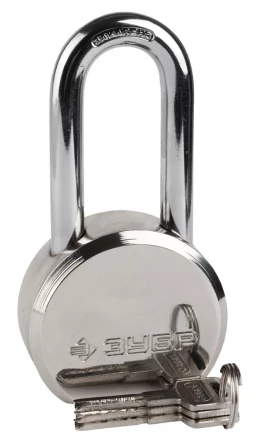 Замок ЗУБР "ЭКСПЕРТ" навесной, стальной корпус, удлиненная закаленная дужка, 65мм 37272-65 купить в Нижневартовске