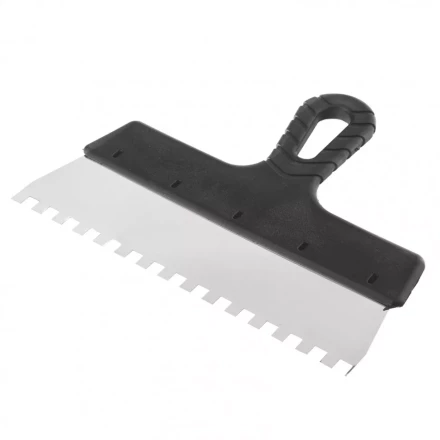 Шпатель из нержавеющей стали 250 мм зуб 8 х 8 мм пластмассовая ручка Россия 85143 купить в Нижневартовске