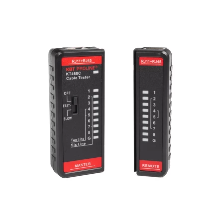LAN-тестер кабельный КВТ KT 468C для проверки витой пары и телефонного кабеля (88552) купить в Нижневартовске