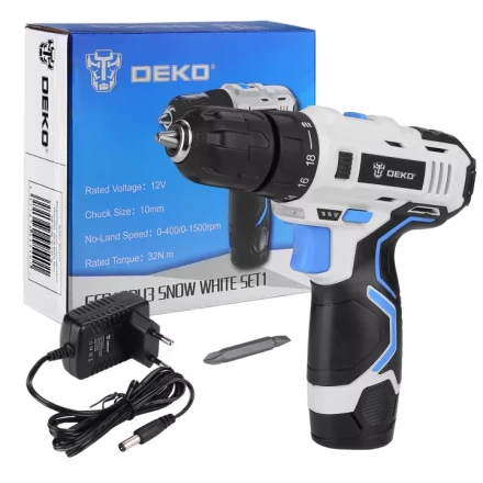 Дрель аккумуляторная DEKO GCD12DU3 SNOW WHITE SET1, 063-4170 купить в Нижневартовске