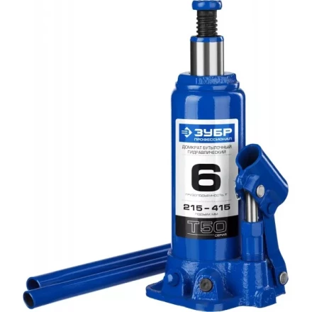 Домкрат гидравлический бутылочный T50, 6т, 215-415мм, ЗУБР Профессионал 43060-6 43060-6_z01 купить в Нижневартовске
