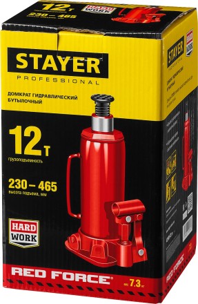 Домкрат STAYER &quot;PROFI&quot; гидравлический бутылочный, 12т, 210-400мм 43160-12 купить в Нижневартовске