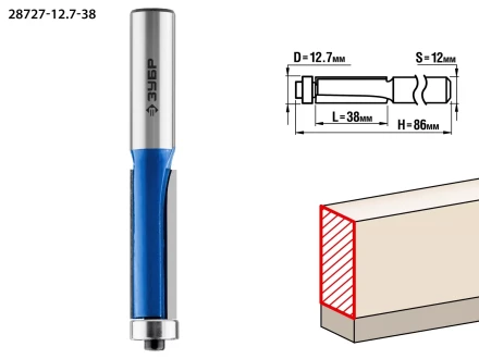ЗУБР 12.7 x 38 мм, хвостовик 12 мм, фреза кромочная с нижним подшипником, Профессионал (28727-12.7-38) купить в Нижневартовске