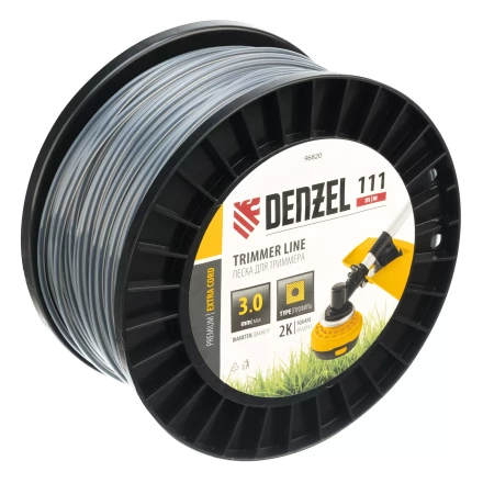 Леска для триммера двухкомпонентная квадрат, 3,0мм х 111м, на DIN катушке EXTRA CORD// Denzel 96820 купить в Нижневартовске