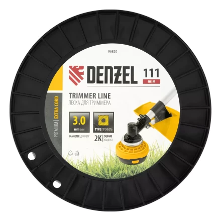 Леска для триммера двухкомпонентная квадрат, 3,0мм х 111м, на DIN катушке EXTRA CORD// Denzel 96820 купить в Нижневартовске