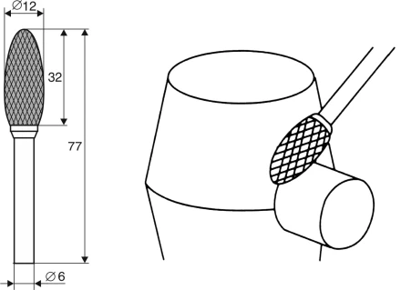 Борфреза Факеловидная H 6х12 Энкор 21714 купить в Нижневартовске