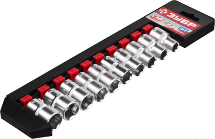 Набор ЗУБР "МАСТЕР": Торцовые головки (1/2") на пластиковом рельсе, Cr-V, 10-19мм, 10 предметов 27652-H10 купить в Нижневартовске