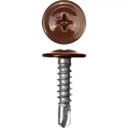 Саморезы ЗУБР с прессшайбой и сверлом по листовому металлу до 2мм, окрашенные в RAL-8017, PH2, 4,2х25мм, 400шт 300211-42-025-8017 купить в Нижневартовске