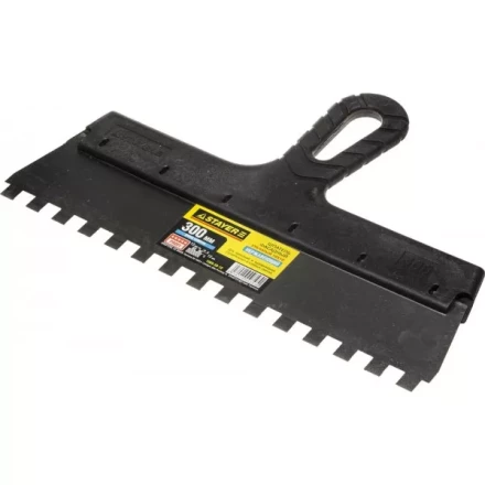 Шпатель STAYER "PROFESSIONAL" нержавеющий зубчатый с пластмассовой ручкой, 300мм, зуб 10х10мм 1009-30-10 купить в Нижневартовске