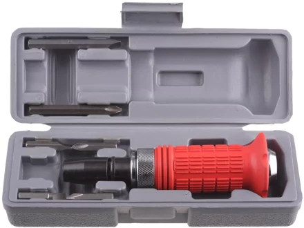 Набор STAYER Отвертка ударно-поворотная, обрезиненная рукоятка, с битами, 6 предметов 2566-H4 купить в Нижневартовске