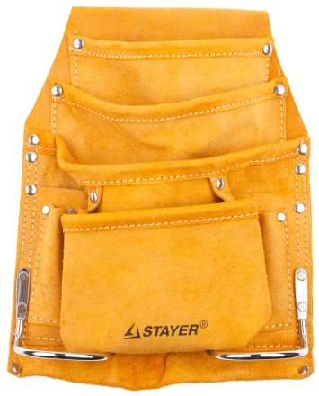 Сумка поясная STAYER &quot;MASTER&quot; для инструментов, кожаная, 8 карманов, 2 скобы 38505 купить в Нижневартовске