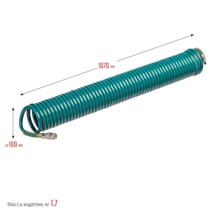 Воздушный спиральный шланг KRAFTOOL с фитингами рапид 8х12 мм 06590-20 купить в Нижневартовске