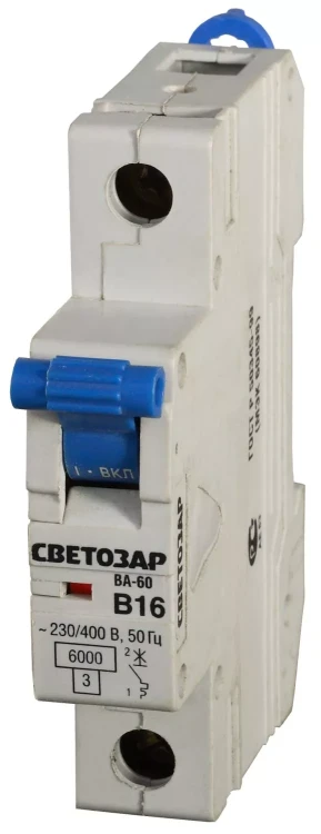 Выключатель автоматический СВЕТОЗАР 1-полюсный, 16 A, "B", откл. сп. 6 кА, 230 / 400 В SV-49051-16-B купить в Нижневартовске