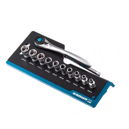 Набор торцевых головок трещотка 120 зубьев 12 предметов 1/4" CrV Gross 14141 купить в Нижневартовске