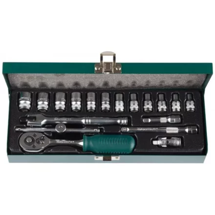 Набор торцовых головок KRAFTOOL "INDUSTRIE QUALITAT" (1/4") универсальный, Cr-V, металлический кейс, 18 предметов 27890-H18_z01 купить в Нижневартовске