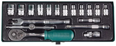 Набор торцовых головок KRAFTOOL "INDUSTRIE QUALITAT" (1/4") универсальный, Cr-V, металлический кейс, 18 предметов 27890-H18_z01 купить в Нижневартовске