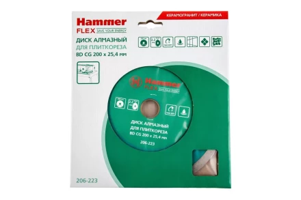 Круг алмазный HAMMER 206-223 ВD CG Ф200х25.4мм по керамограниту купить в Нижневартовске