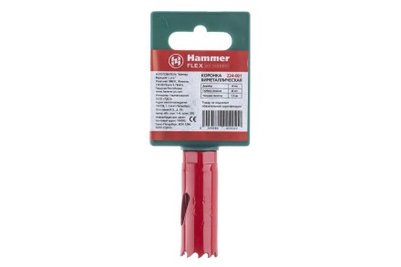 Коронка биметаллическая HAMMER Ф19х38мм 1/2&quot;  BiMETALL (224-001) купить в Нижневартовске