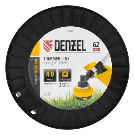 Леска для триммера двухкомпонентная квадрат, 4,0мм х 62м, на DIN катушке EXTRA CORD// Denzel 96821 купить в Нижневартовске