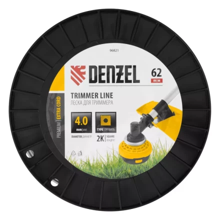 Леска для триммера двухкомпонентная квадрат, 4,0мм х 62м, на DIN катушке EXTRA CORD// Denzel 96821 купить в Нижневартовске