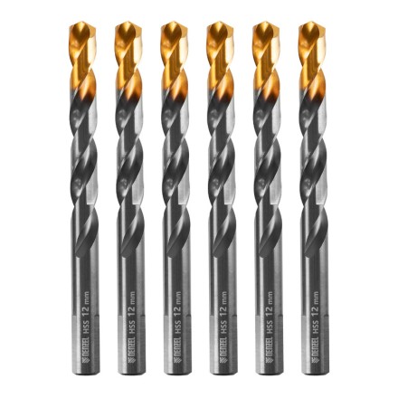 Сверло по металлу, 12 мм, HSS-Tin, Golden Tip, 6 шт. Denzel 717224 купить в Нижневартовске