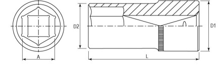 Головка торцевая глубокая 1/2&quot;DR 15 мм S04HD4115 Jonnesway 47238 купить в Нижневартовске
