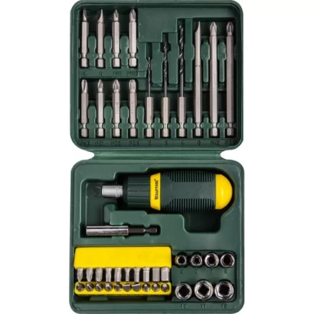 Набор KRAFTOOL Отвертка реверсивная с битами и торцовыми головками и сверлами, 43 предм 25556-H43 купить в Нижневартовске