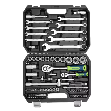 Набор инструментов Сибртех 13391, 1/2", 1/4", пластиковый кейс, 82 предмета купить в Нижневартовске