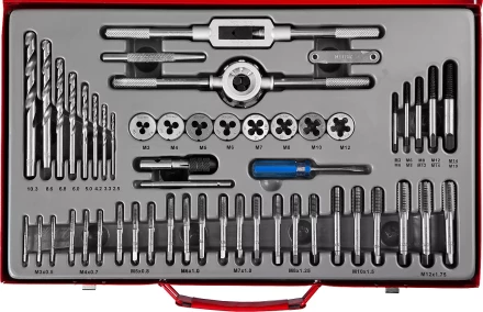 Набор метчиков и плашек ЗУБР "МАСТЕР", сталь 9ХС, 52 предмета 28130-H52_z01 купить в Нижневартовске