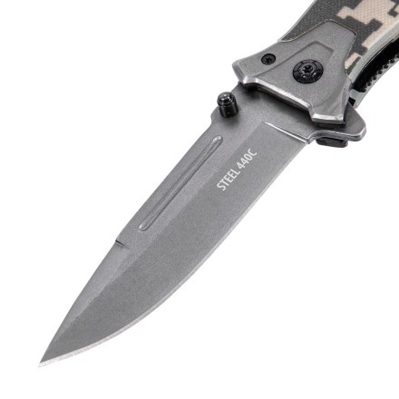 Нож складной Denzel, многоцелевой, системы Liner-Lock, с накладкой G10 на прямой рук-ке+стеклобой, 79208 купить в Нижневартовске