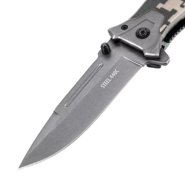 Нож складной Denzel, многоцелевой, системы Liner-Lock, с накладкой G10 на прямой рук-ке+стеклобой, 79208 купить в Нижневартовске