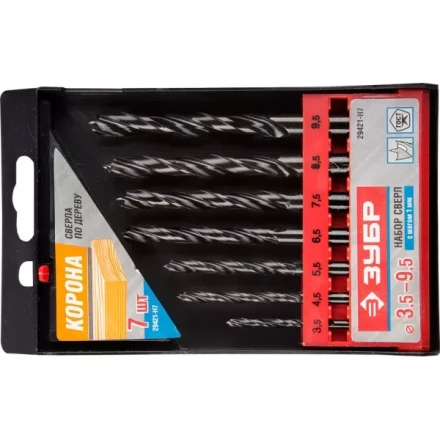 ЗУБР. Набор сверл по дереву, 7шт, 3,5-4,5-5,5-6,5-7,5-8,5-9,5 мм 29421-H7 купить в Нижневартовске