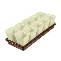 Набор для рассады Palisad 643449, поддон 380х155х40 мм, 10 горшочков по 250 мл с выдвижным дном