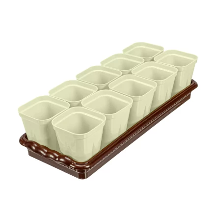 Набор для рассады Palisad 643449, поддон 380х155х40 мм, 10 горшочков по 250 мл с выдвижным дном купить в Нижневартовске