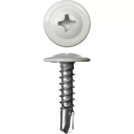 Саморезы ЗУБР с прессшайбой и сверлом по листовому металлу до 2мм, окрашенные в RAL-9003, PH2, 4,2х16мм, 500шт 300211-42-016-9003 купить в Нижневартовске