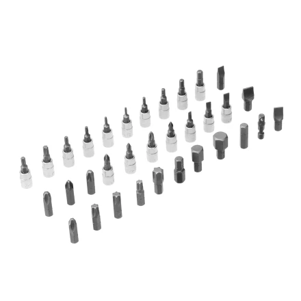 Набор инструментов Denzel, 1/2", 1/4", CrV, S2, пластиковый кейс, 82 предмета 15809 купить в Нижневартовске