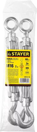 Талреп DIN 1480, крюк-кольцо, оцинкованный, М16, 2 шт, STAYER Master 30515-16 30515-16 купить в Нижневартовске