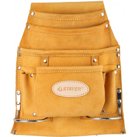 Сумка поясная STAYER PROFESSIONAL для инструментов, кожаная, 10 карманов, 2 скобы 38517 купить в Нижневартовске