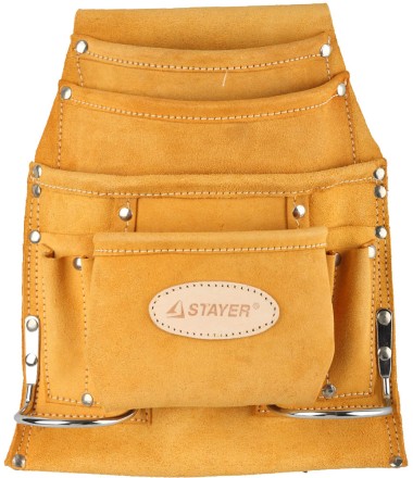 Сумка поясная STAYER PROFESSIONAL для инструментов, кожаная, 10 карманов, 2 скобы 38517 купить в Нижневартовске