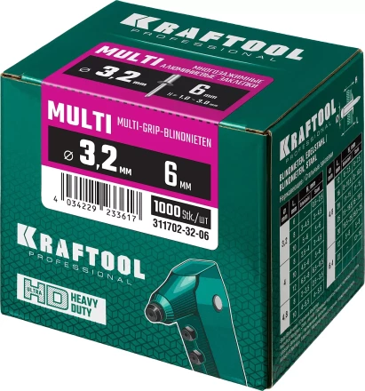 Заклепки многозажимные KRAFTOOL 311702-32-06 купить в Нижневартовске
