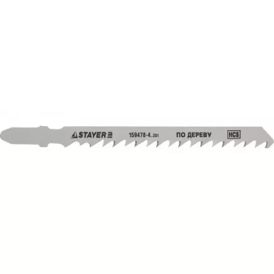 Полотна STAYER "STANDARD", T144D, для эл/лобзика, HCS, по дереву, фанере, быстрый рез, EU-хвост., шаг 4мм, 74мм, 2шт 159478-4_z01