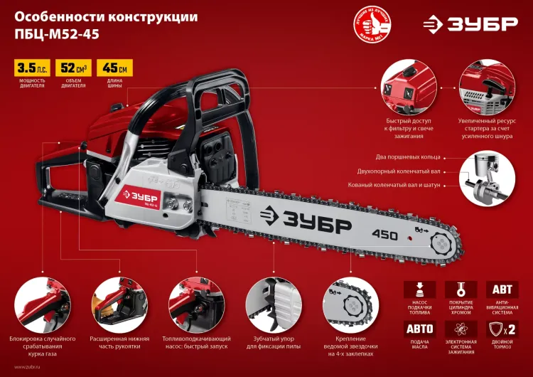 Бензопила ПБЦ-М52-45 серия МАСТЕР купить в Нижневартовске