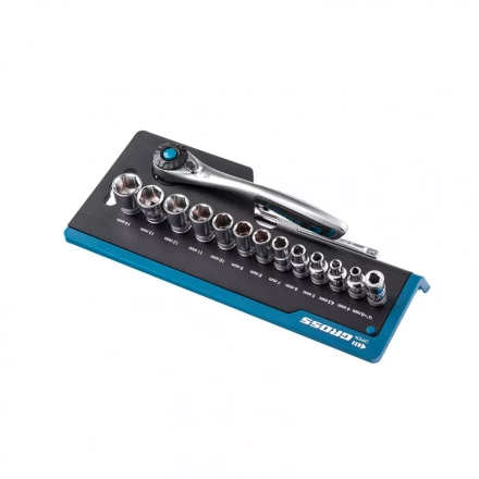 Набор торцевых головок трещотка 120 зубьев 36 предметов 1/4" CrV Gross 14142 купить в Нижневартовске