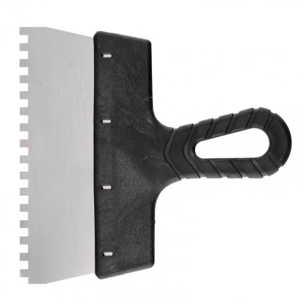 Шпатель из нержавеющей стали 200 мм зуб 6 х 6 мм пластмассовая ручка Россия 85158 купить в Нижневартовске