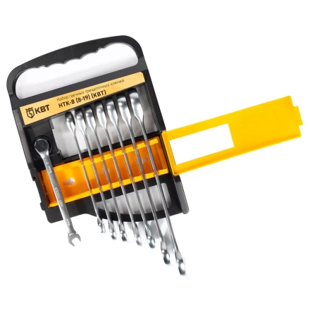 Набор гаечных комбинированных трещоточных ключей КВТ НТК-8 (8–19 мм), 8 шт. (91949) купить в Нижневартовске