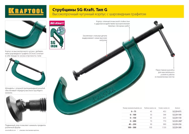 Струбцина "EcoKraft" ручная пистолетная, KRAFTOOL 32228-30, металлический корпус, 300/500мм, 200кгс 32228-30 купить в Нижневартовске