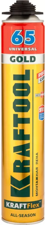 Пена "GOLD 65" профессиональная, монтажная, пистолетная, всесезонная, 850мл, KRAFTOOL 41194 купить в Нижневартовске